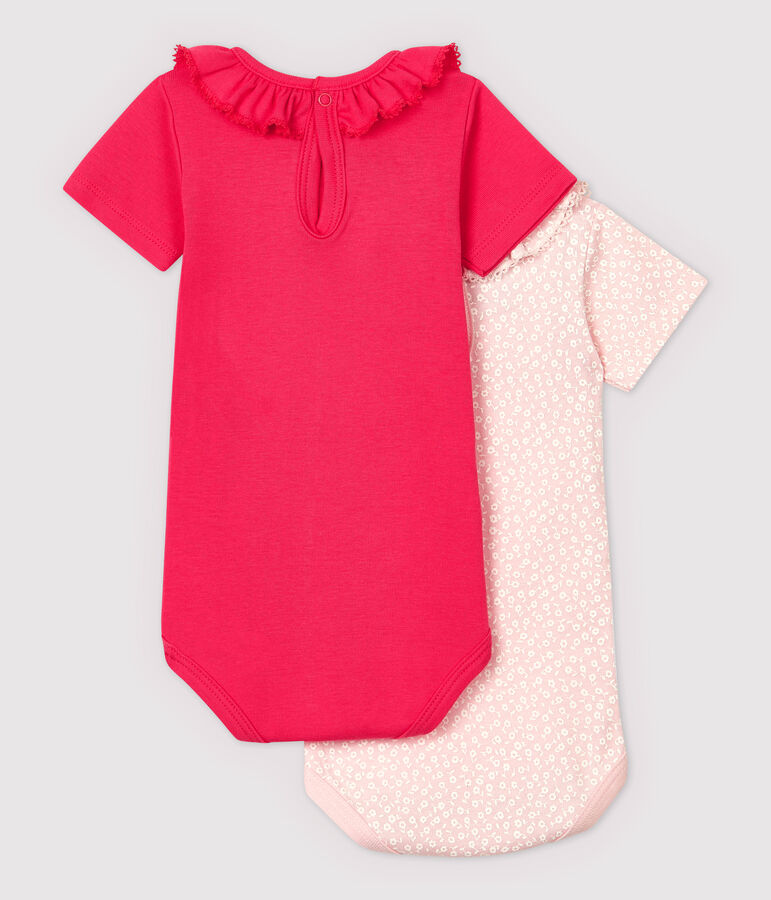Lot de 2 bodies &agrave; col en coton b&eacute;b&eacute; fille multicouleur