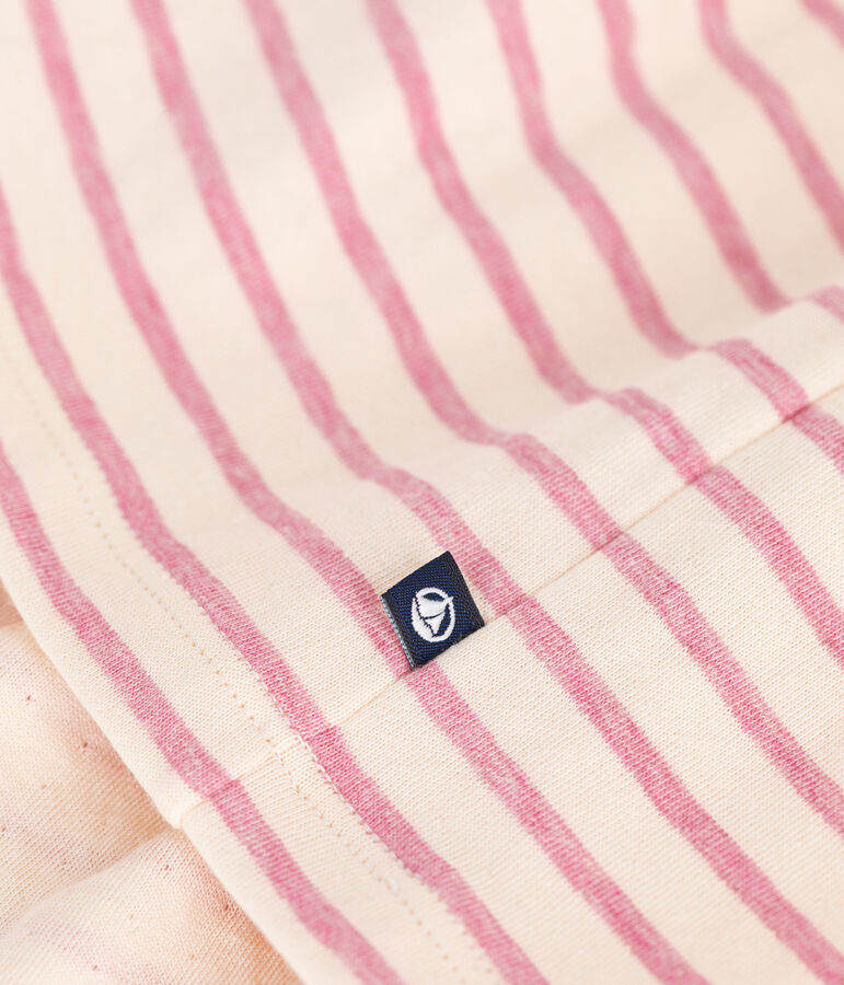 Meisjesjurk met lange mouwen van tubic ecru/roze