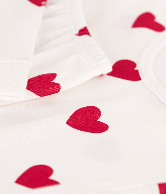 Pyjama ajusté coeurs en coton enfant blanc MARSHMALLOW/rouge TERKUIT