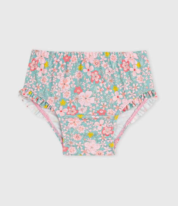 Zwembroekje met ruches en bloemenprint voor baby's blauw/multicouleur