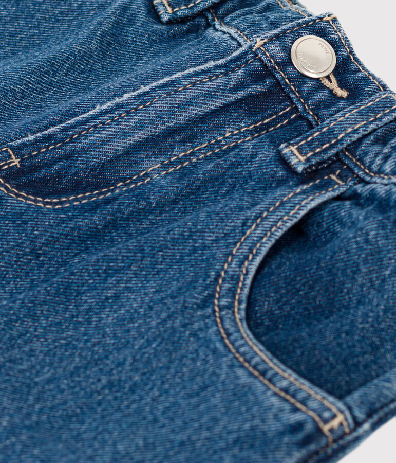 Ecovriendelijke katoenen meisjesbroek blauw DENIM BLEU