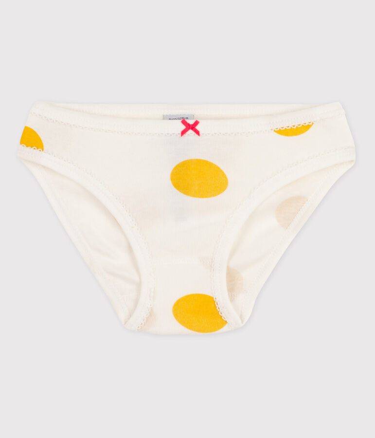 Culotte petite fille en coton blanc/jaune