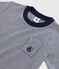 Tee-shirt manches courtes en coton enfant garçon bleu SMOKING/blanc MARSHMALLOW