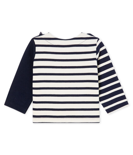 Marinière bébé garçon revisitée beige COQUILLE/bleu SMOKING