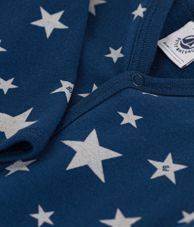 Babypyjama van molton met lichtgevende sterren blauw/wit