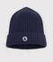 Bonnet en tricot doubl&eacute; en polaire enfant gar&ccedil;on-fille bleu marine