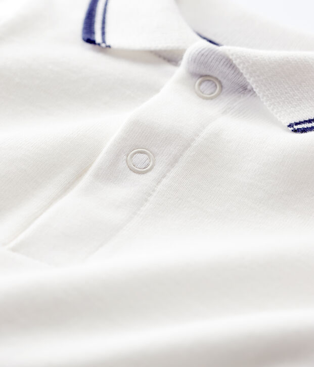 Body manches courtes colo polo en coton b&eacute;b&eacute; blanc