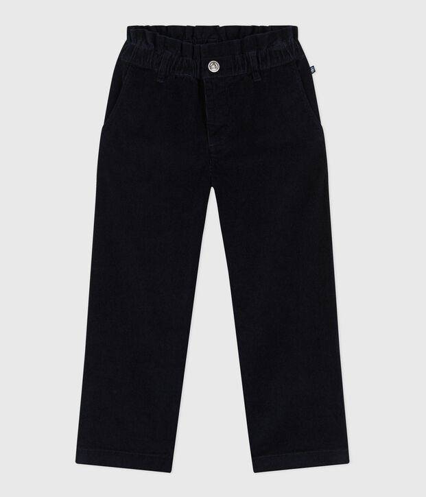Pantalon enfant en velours uni bleu