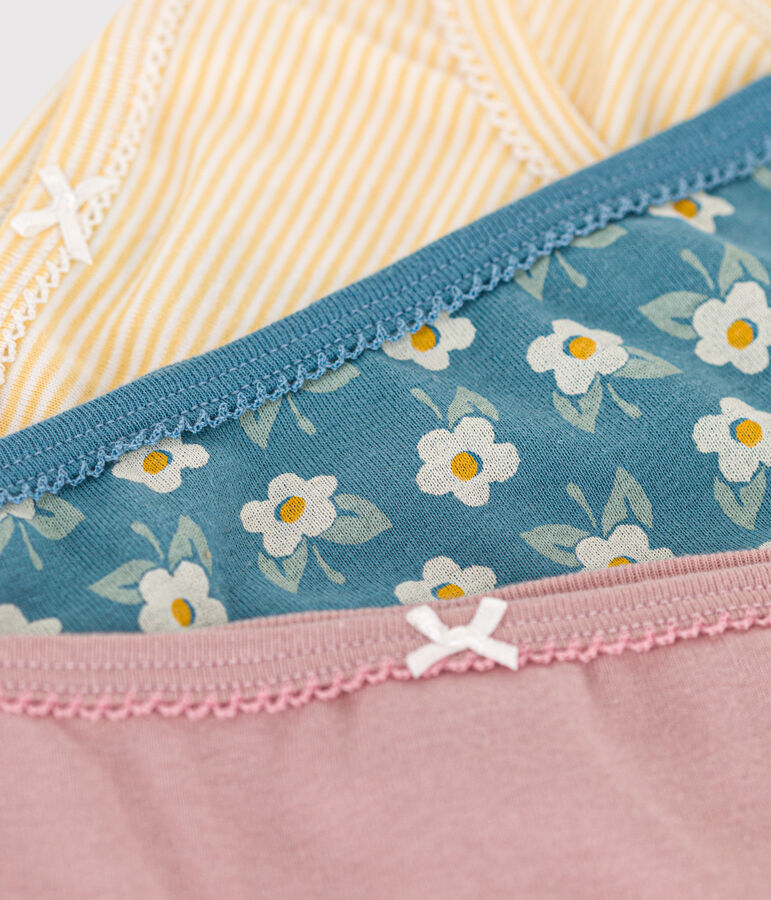 Lot de 3 culottes fleur en coton petite fille multicouleur