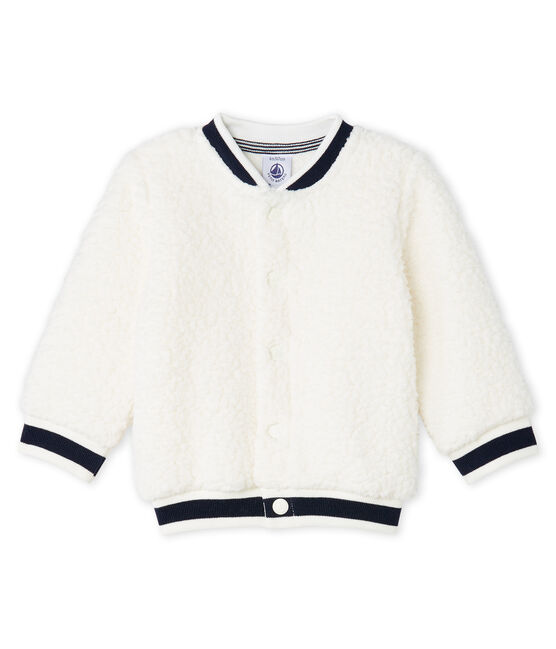 Cardigan baby gemixt van wollige sherpa wit MARSHMALLOW