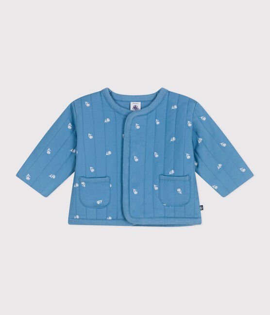 Babyjasje van gewatteerd katoen met bloemenprint blauw ALASKA/wit MARSHMALLOW