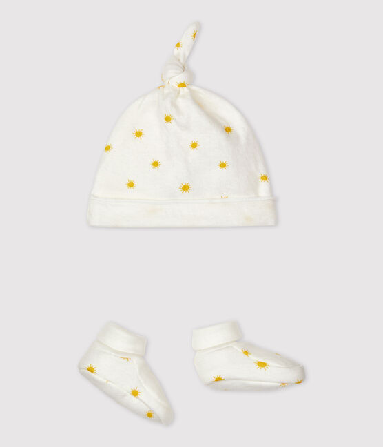 Tweedelige set in biokatoen voor baby's wit MARSHMALLOW/ ORGE