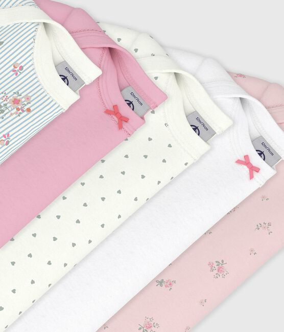 Lot de bodies manches courtes en coton imprimé fleuri bébé variante 1