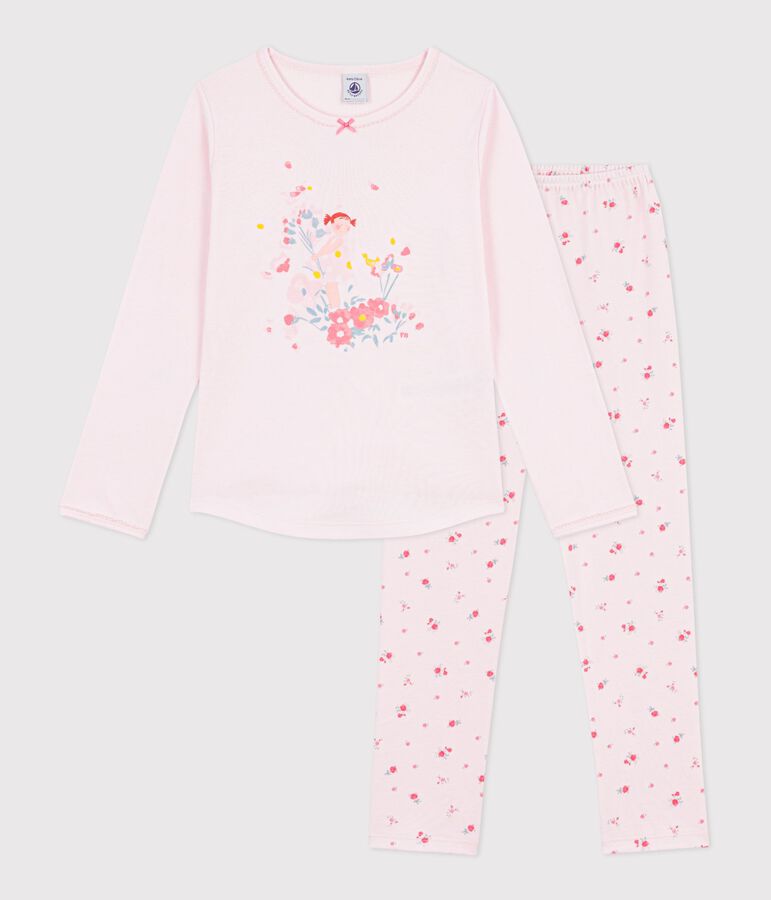 Pyjama enfant en coton &agrave; motif fleuri rose/multicouleur