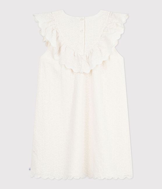 Robe enfant manches courtes en coton motifs cœurs blanc MARSHMALLOW