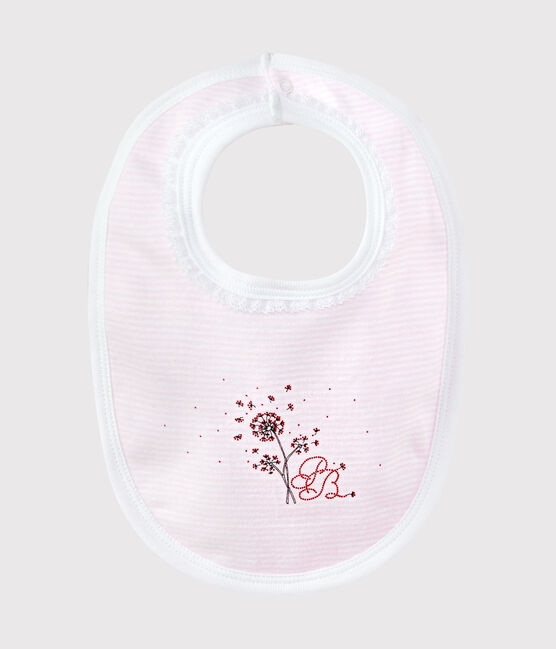 Gevoerd slabbetje voor babymeisjes roze VIENNE/wit ECUME