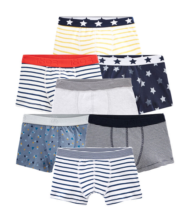 Geschenkzakje met 7 boxershorten voor jongens multicouleur