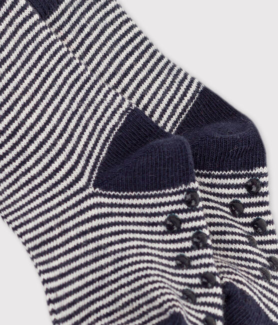 Paar babysokjes met antisliplaagje blauw SMOKING/wit MARSHMALLOW