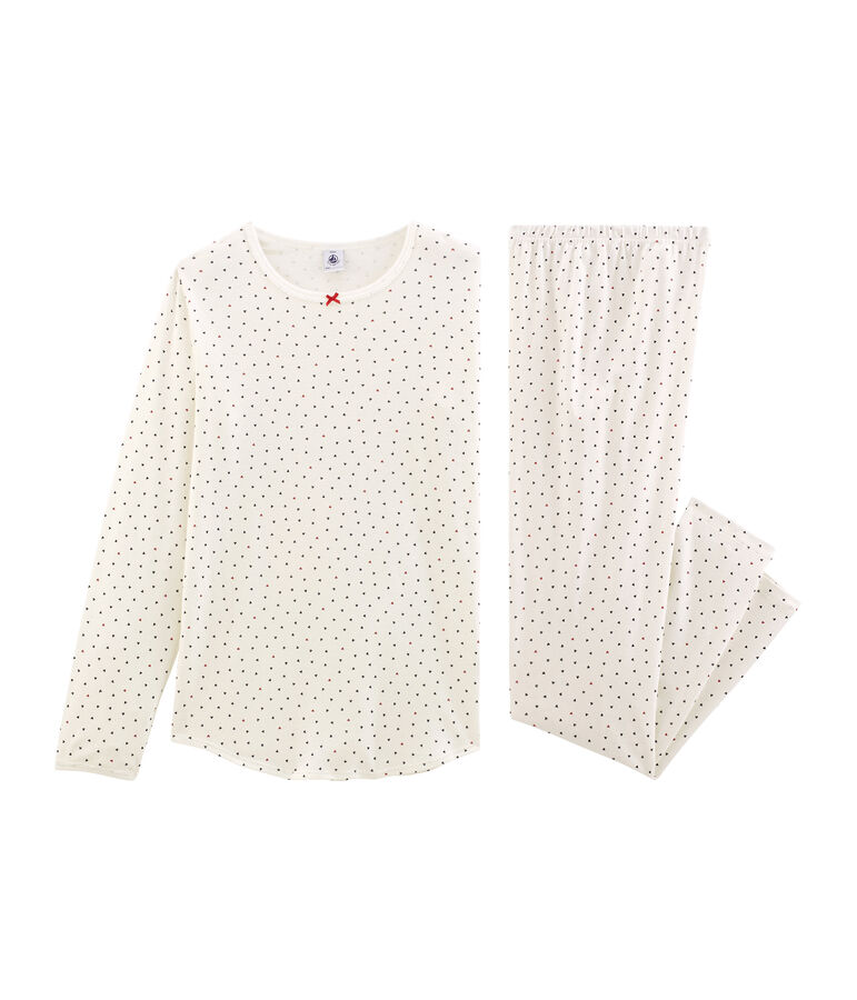 Pyjama fille en c&ocirc;te blanc/multicouleur
