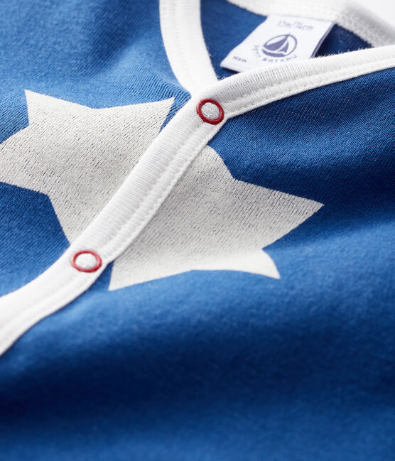 Dors-bien bleu à grosse étoiles bébé en côte bleu MAJOR/blanc MARSHMALLOW