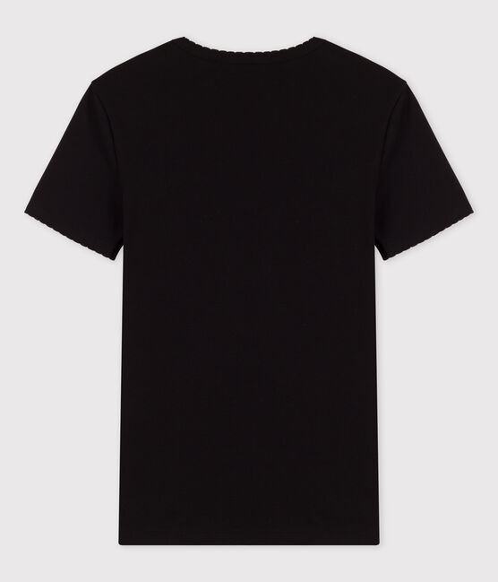 L'ICONIQUE, T-shirt voor dames met cocottesteek in katoen zwart NOIR
