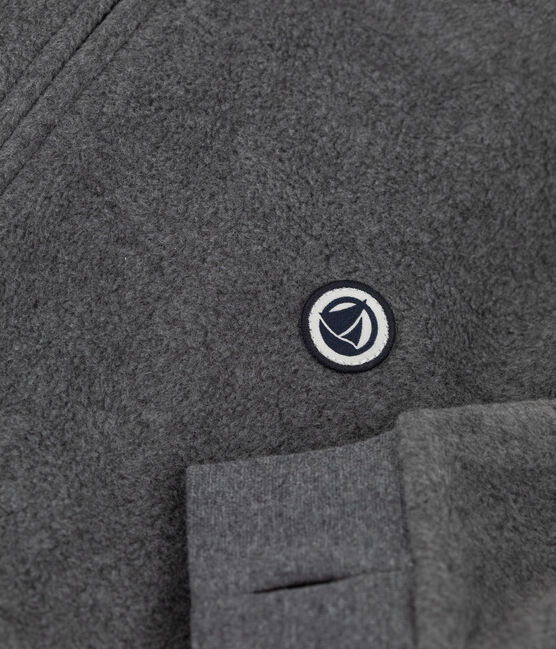 Polar in fleece met kap meisje/jongen grijs GRIS FONCE/ DARK GREY