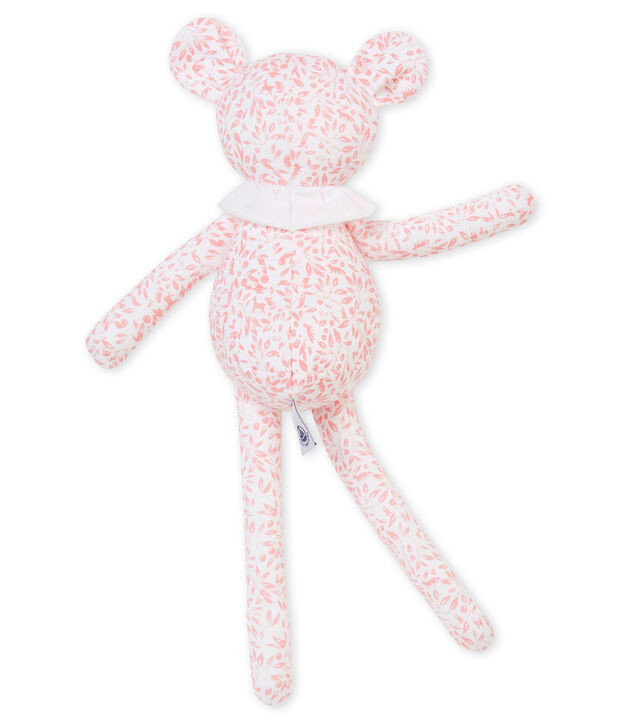 Doudou agneau jersey imprim&eacute; blanc/rose