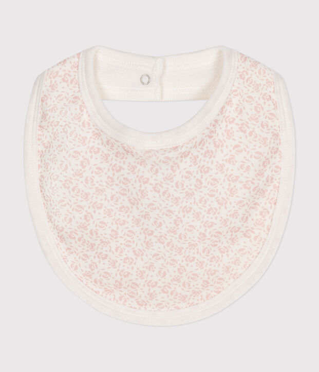Katoenen slabbetje met print voor baby's wit/roze