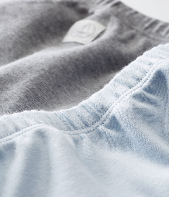 Lot de deux leggings bébé mixte en côte 1x1 grattée unie variante 1