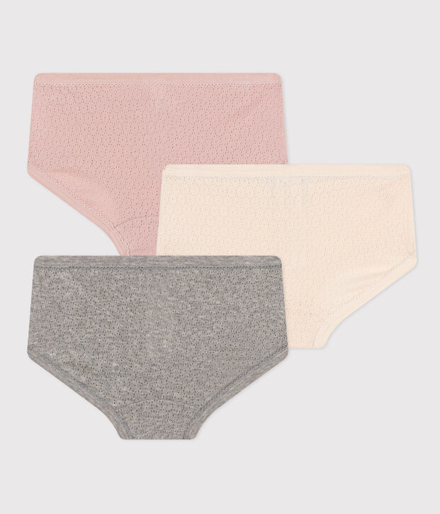 Set van 3 slips van ajourkatoen met hoge taille voor kinderen multicouleur