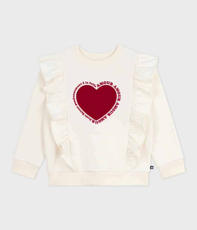 Sweatshirt enfant en coton imprim&eacute; &eacute;cru