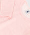 Tee-shirt manches longues milleraies petite fille en laine et coton rose CHARME/blanc MARSHMALLOW