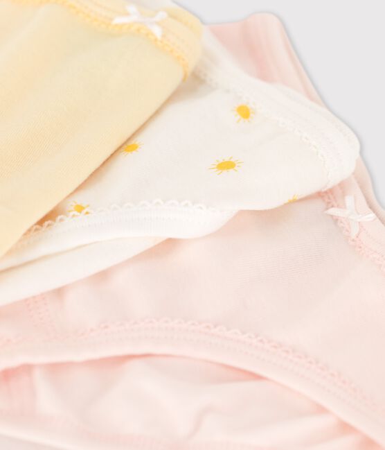 Set met 3 meisjesslips met zonnetjes in biokatoen variante 1