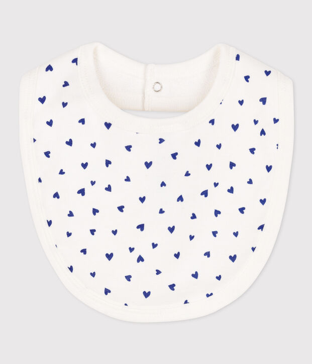 Bavoir unitaire en coton blanc/bleu