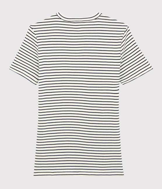 Gestreept katoenen T-shirt voor dames "Je t'aime" wit MARSHMALLOW/blauw SMOKING