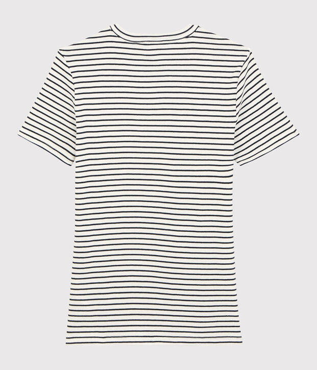 Gestreept katoenen T-shirt voor dames Je t'aime wit/blauw