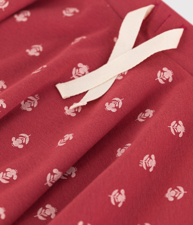 Meisjesjurk met print in katoen roze/ecru