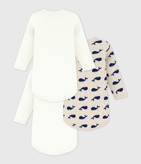 Set van 3 katoenen body's met lange mouwen en walvissenopdruk voor baby's variante 1
