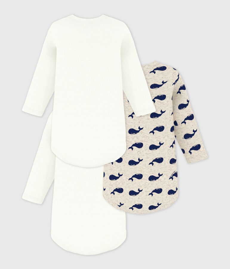 Lot de 3 bodies manches longues baleines b&eacute;b&eacute; en coton multicouleur