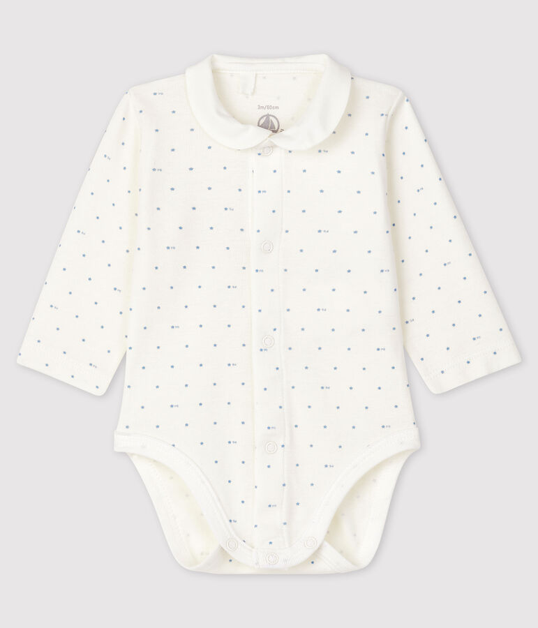 Body &agrave; col manches longues b&eacute;b&eacute; blanc/bleu