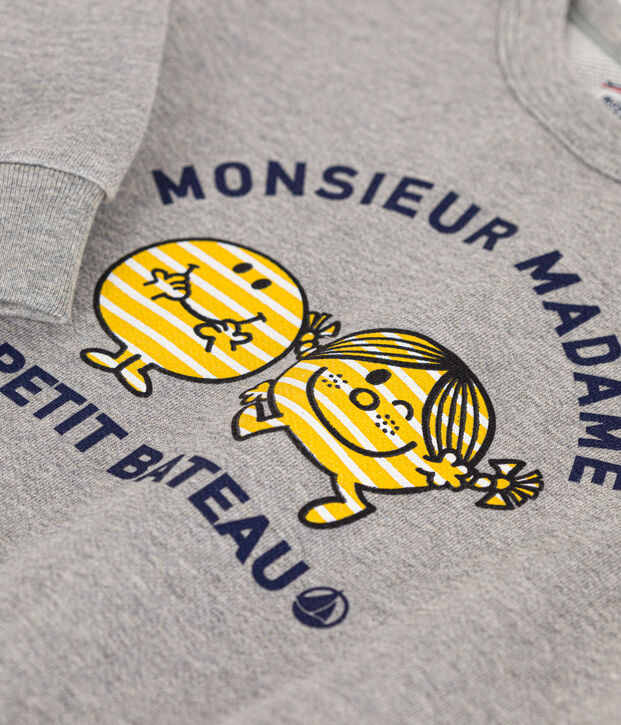 Fleece sweatshirt met Monsieur Madame-motief voor kinderen grijs