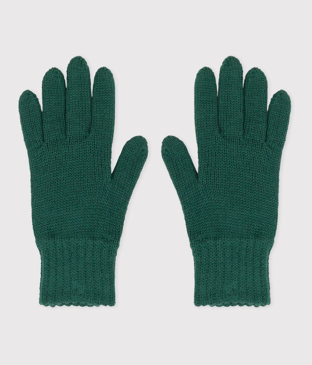 Gants enfant en tricot vert