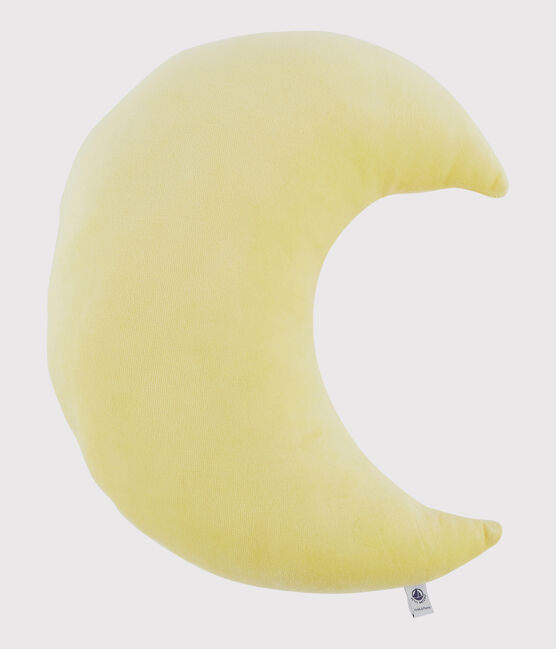 Coussin lune en velours jaune BLE