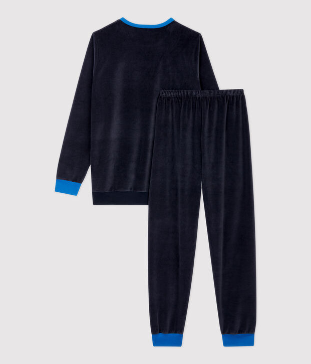 Pyjama bleu marine gar&ccedil;on en velours bleu marine