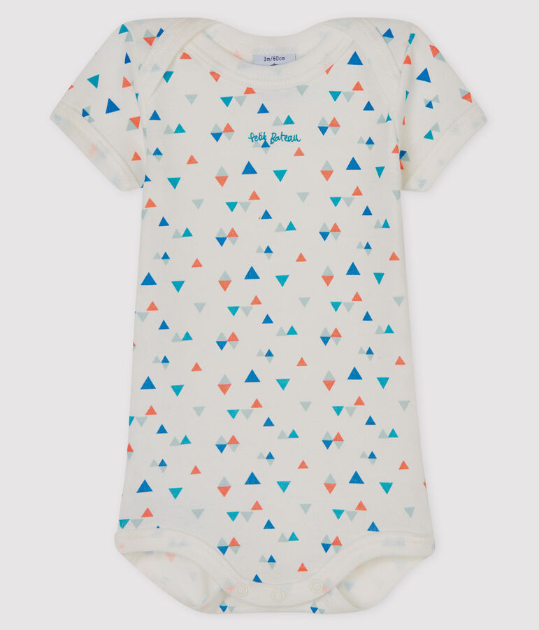 Rompertje met korte mouwen babyjongen-meisje wit/multicouleur