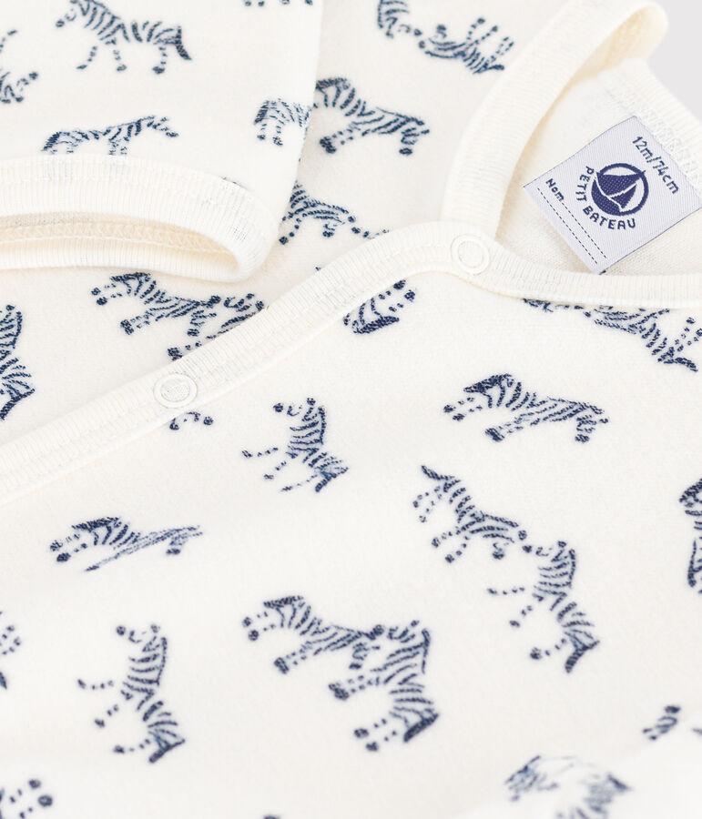 Pyjama b&eacute;b&eacute; en velours imprim&eacute; z&egrave;bre bleu MILK/ SOIR