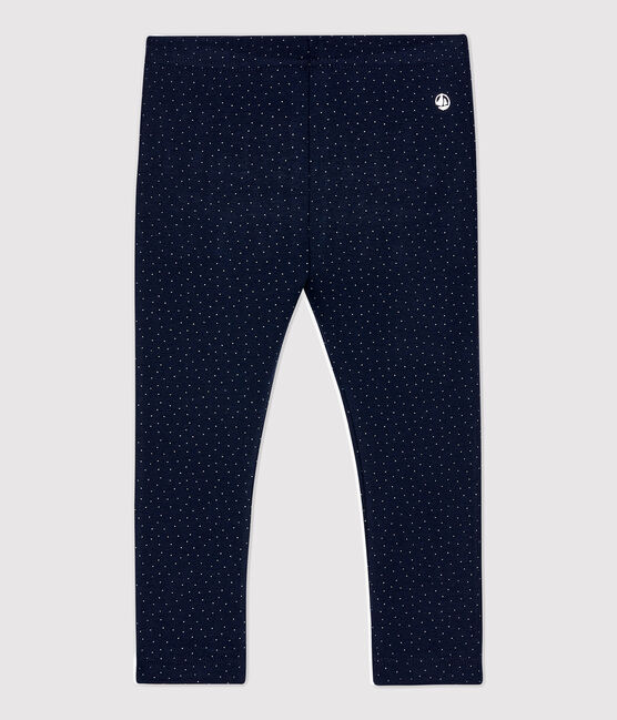 Legging en coton bébé. bleu SMOKING/blanc MARSHMALLOW