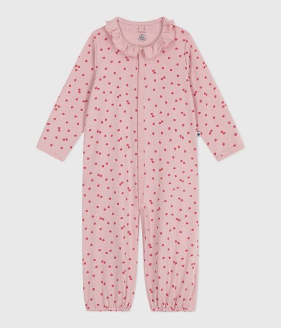 Combisac bébé en coton à col imprimé rose JOLI/blanc MULTICO