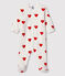 Ribstof slaappakje met rode hartjes voor baby wit MARSHMALLOW/rood TERKUIT