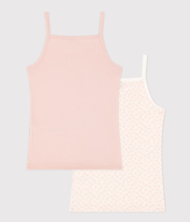 Set van 2 katoenen hemdjes met bandjes en bloemetje voor kinderen multicouleur